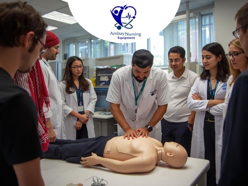 Students practicing CPR training.